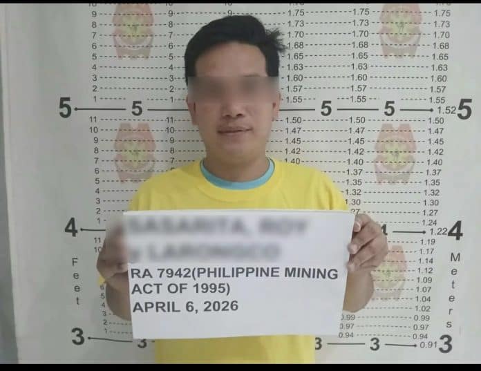 An alleged illegal "miner" known only as "Ongco", 28, of Iligan City, is now in the custody of the Lugait Municipal Police facing violation of anti-illegal mining law after his cargo truck, an Isuzu ELF, loaded with undocumented mineral ore was seized in a checkpoint in Lugait, Misamis Oriental, Monday (April 6, 2026). Photo courtesy RPIO.