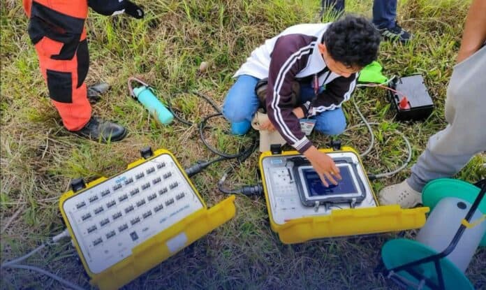 Incident Management Team personnel in Dinagat Islands conduct field assessment activities using technical equipment to support disaster response and situational awareness.. Photo courtesy of Dinagat Islands PIO